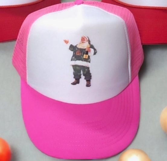 Designer Gucci Santa Champagne Trucker hat Ramz Glam Beauty and Retail